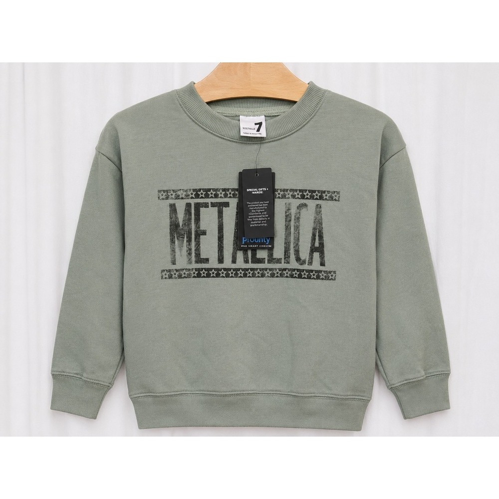 NWT Cotton On Kids Metallica Rock Sweatshirt 7 Green Sweater